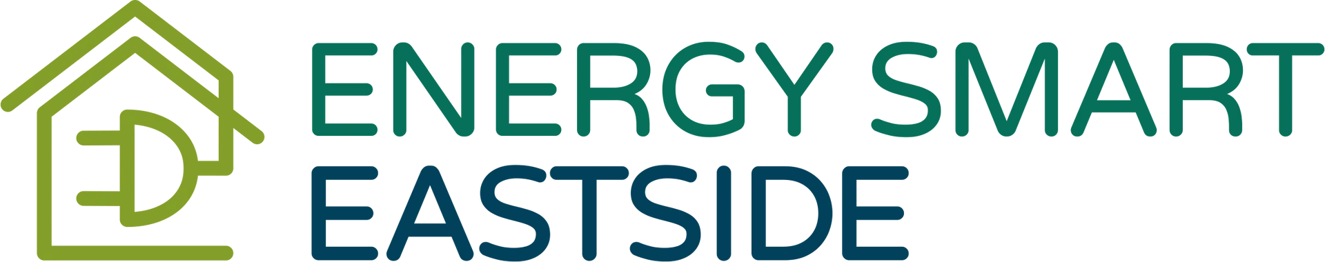 Green house icon containing an electrical plug next to Energy Smart Eastside text on a white background.