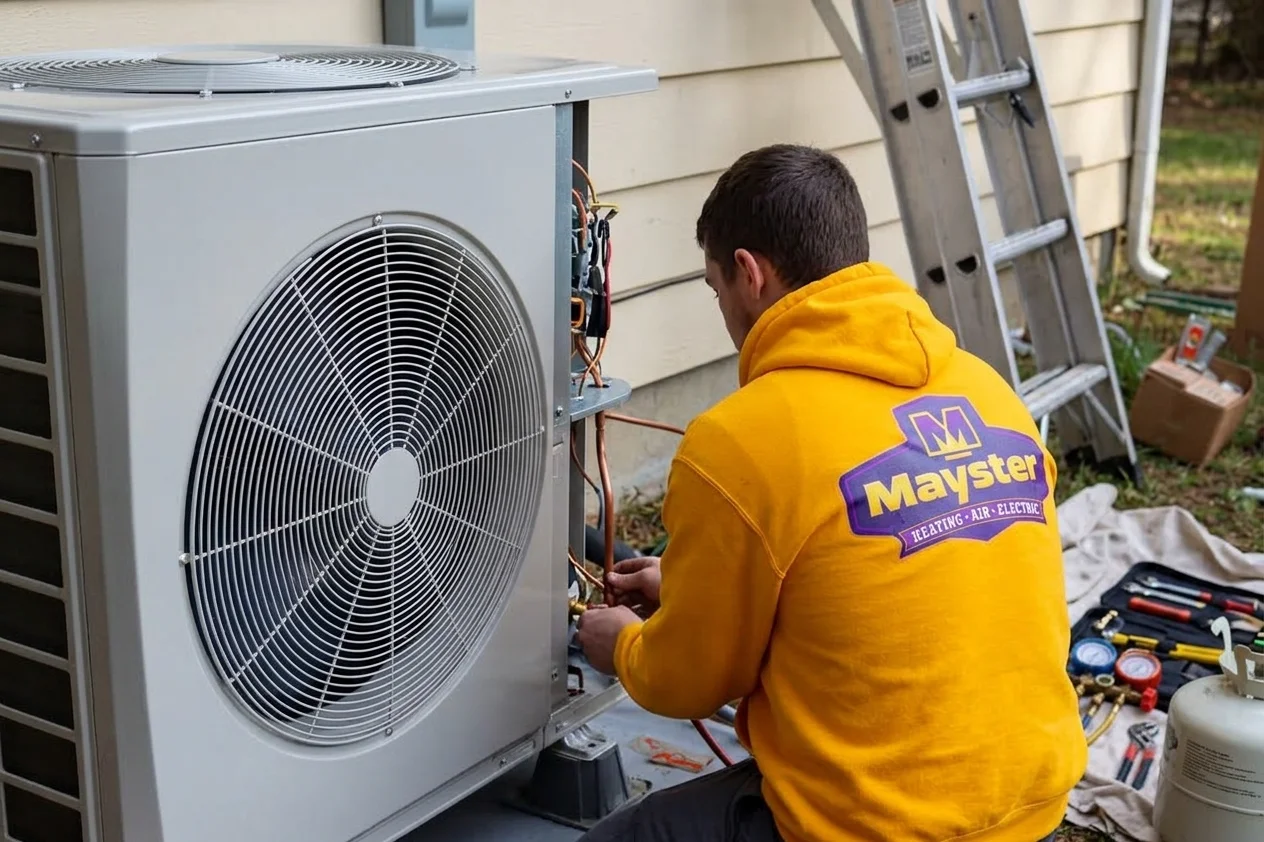 Technician performing expert Air Conditioning Services Greater Puget Sound.