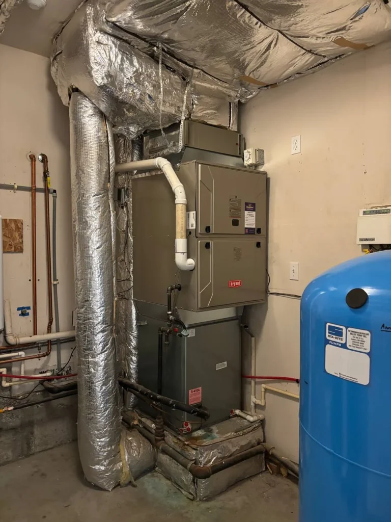 Insulated ductwork connected to a Bryant heating unit managed by Furnace Services Greater Puget Sound.