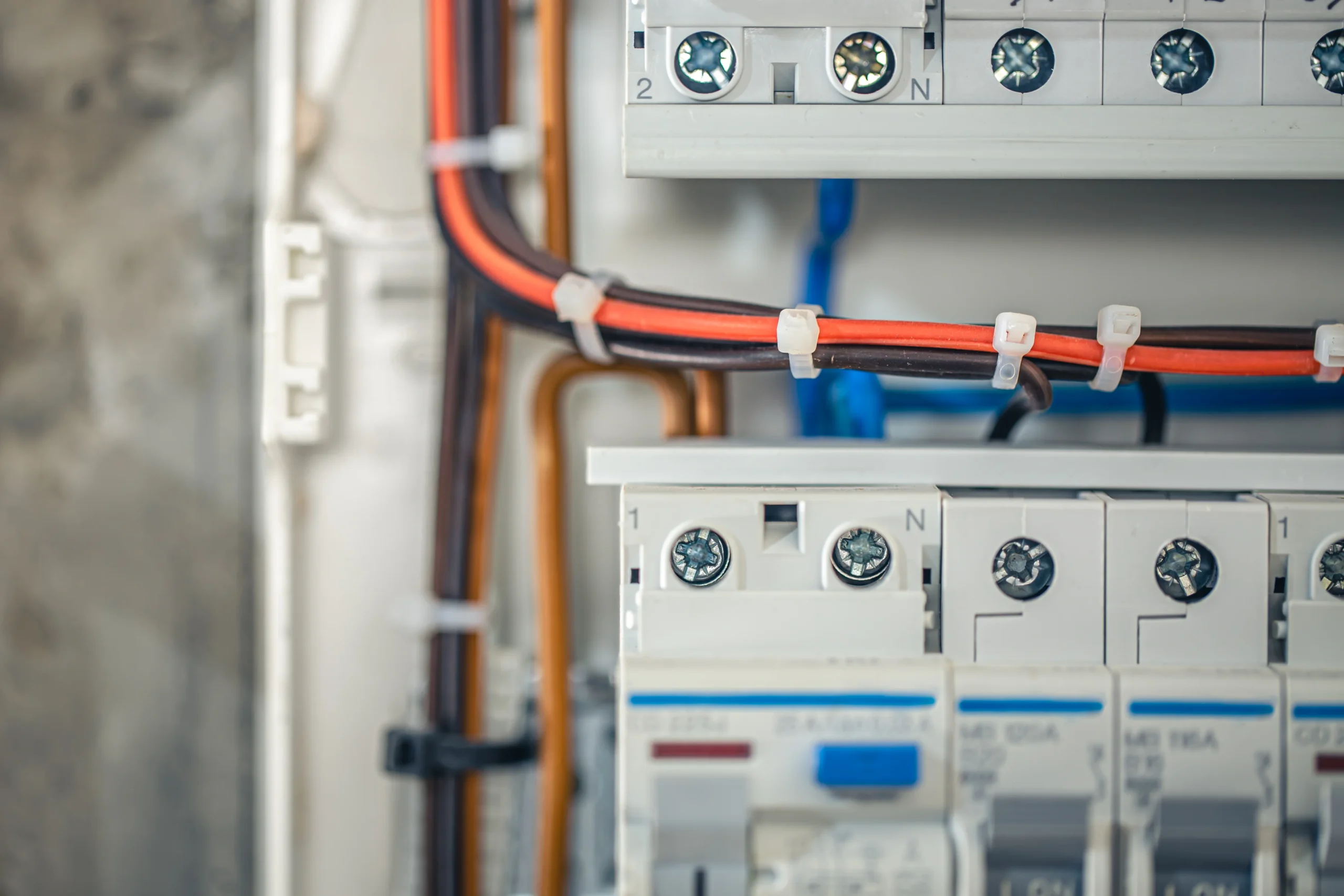 Neat wiring connected to circuit breakers during a Sub-panel Installation Greater Puget Sound project.